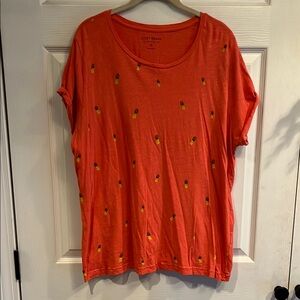 Lucky Brand Orange Oversized Short Sleeve Tee
